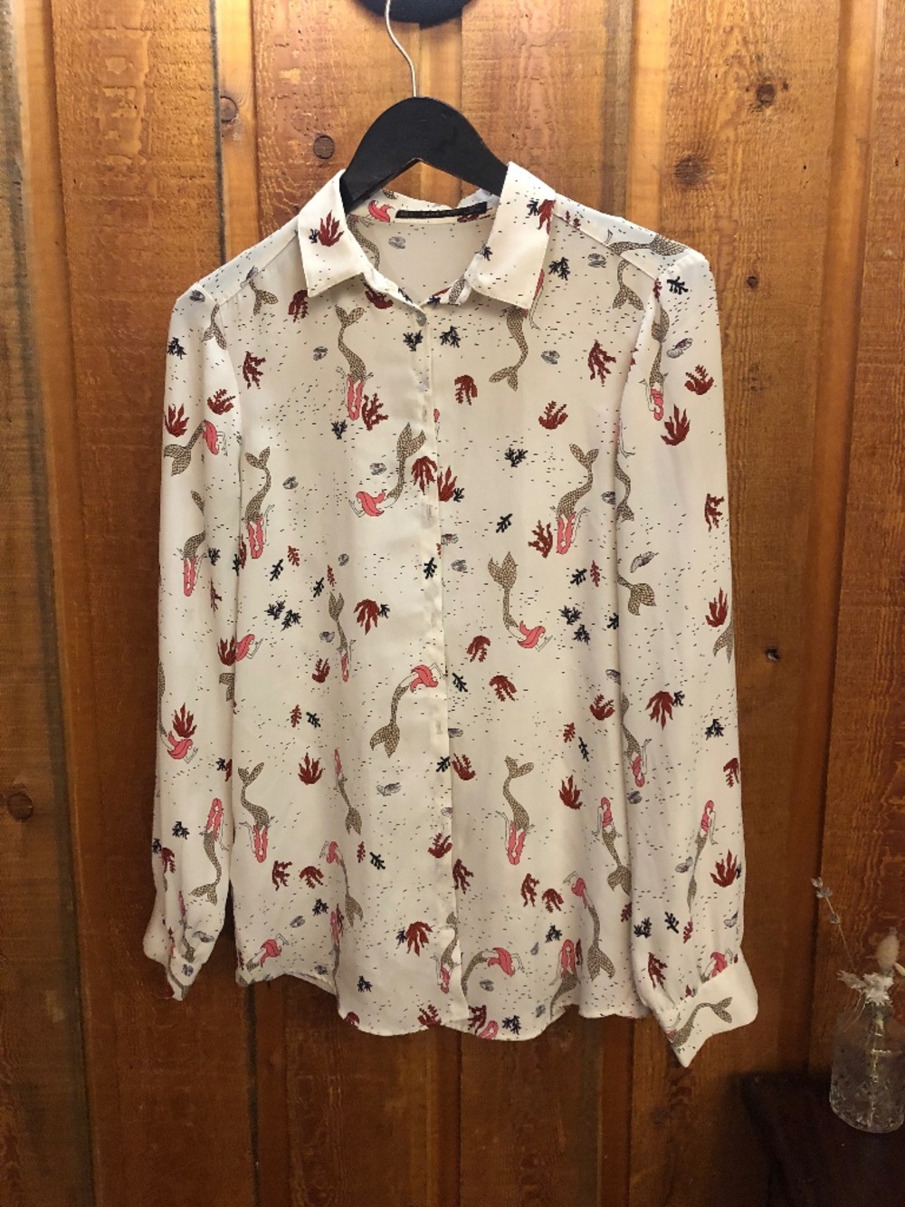 ZARA Mermaid button down blouse